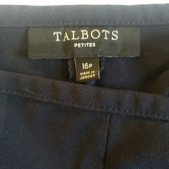 Talbots Pants Womens 16P Navy Blue Hollywood Petite Stretch Pull On Career Wear - Picture 2 of 9